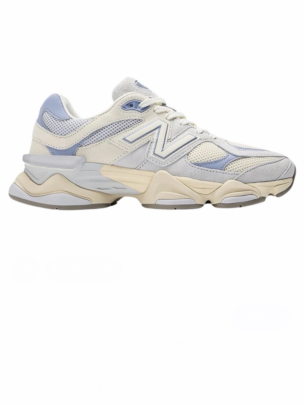 New Balance Coats The 9060 In “Pearl Grey” size 6.5
